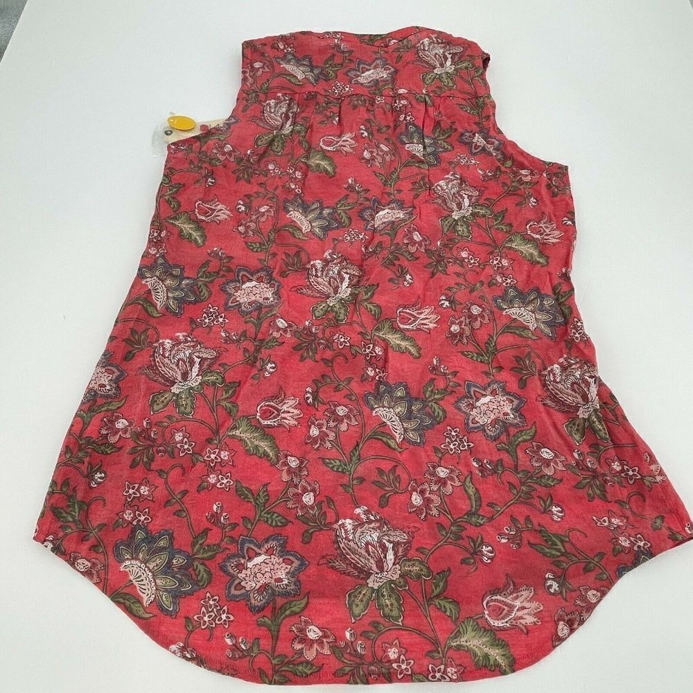 St. John's Bay Top Small Womens Cabaret Red Floral Sleeveless Tassel Boho - Picture 5 of 11